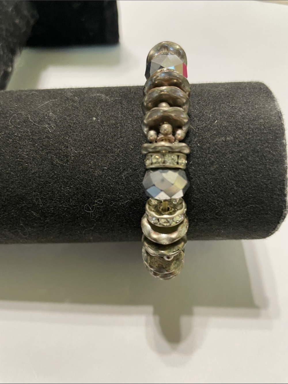 Silver-Tone Faceted Bead Stretch Bracelet